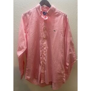 Vineyard Vines Button Down Mens L Pink Gingham  Slim Fit Whale Shirt cotton